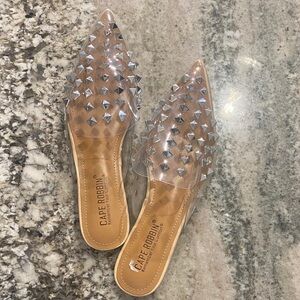 Cape Robbin Transparent Silver Studded Mules